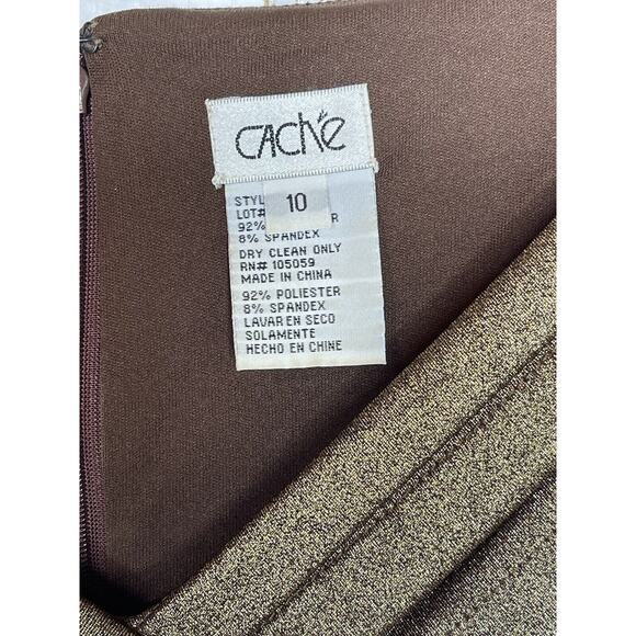 Vintage Cache Y2K Bandage Bodycon Dress Copper Brown Metallic Shimmer Size 10 - Picture 5 of 5